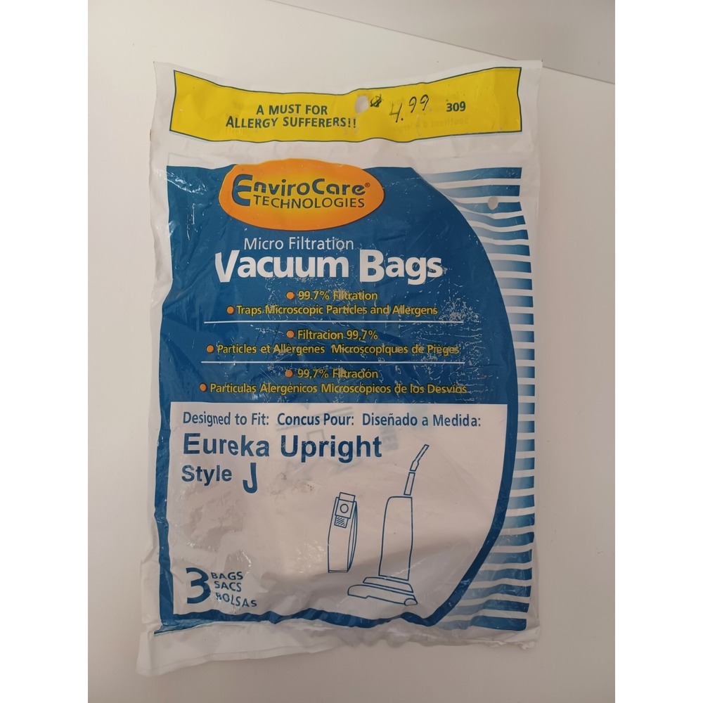 Envirocare Micro Filtration Vacuum Bags 1 X Eureka Style J Generic 3 pack